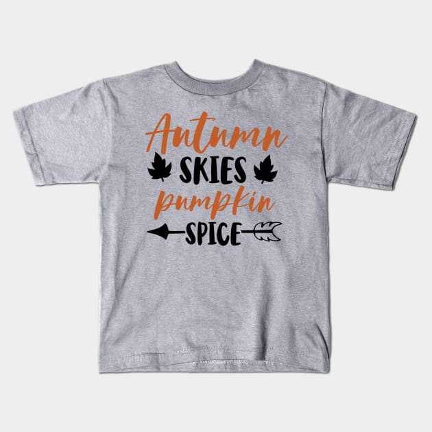 Autumn Skies Pumpkin Spice Kids T-Shirt by SavvyDiva